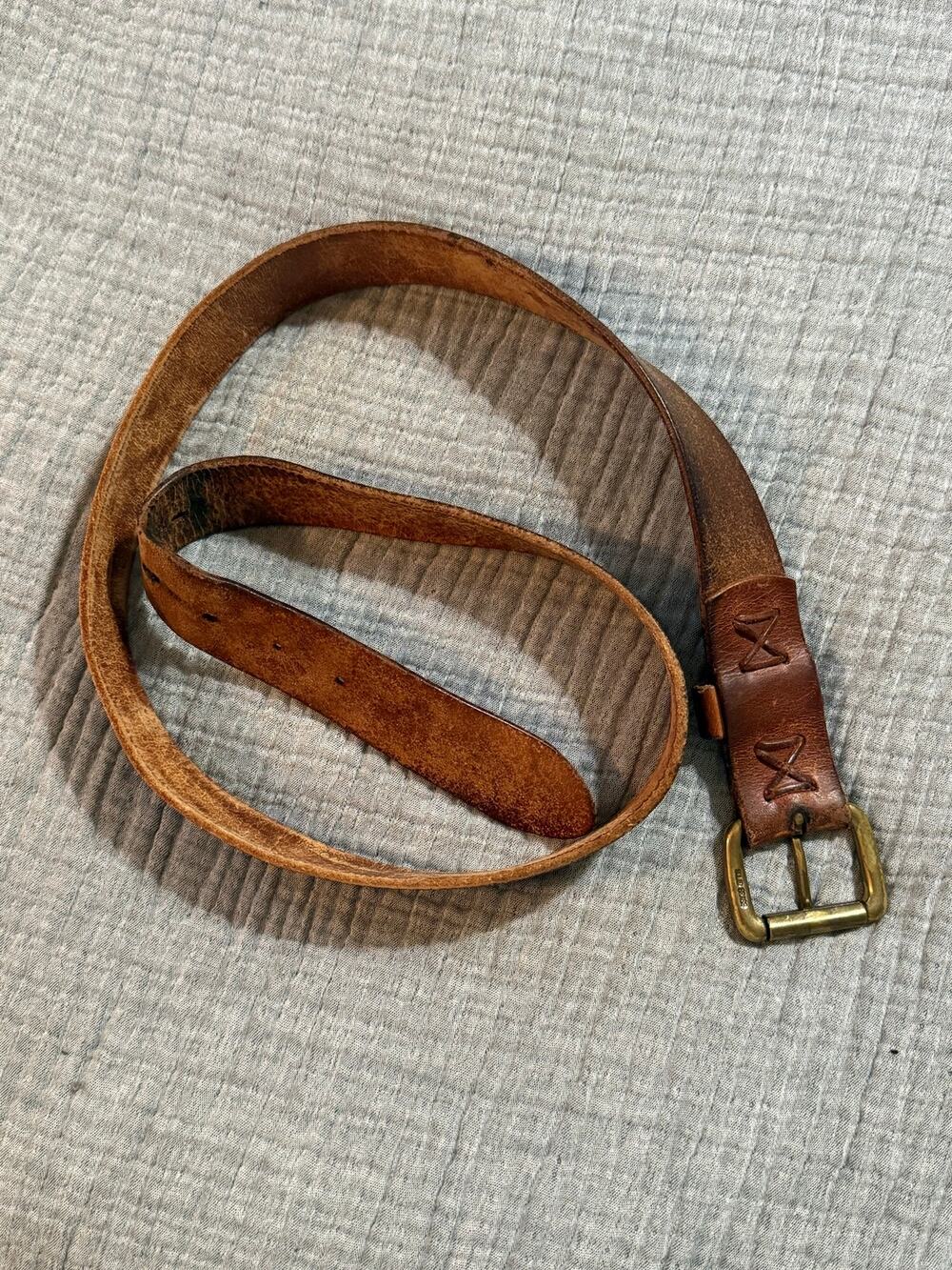 Vintage Polo Ralph Lauren Belt Leather Men’s 45” Buckle Brass Brown